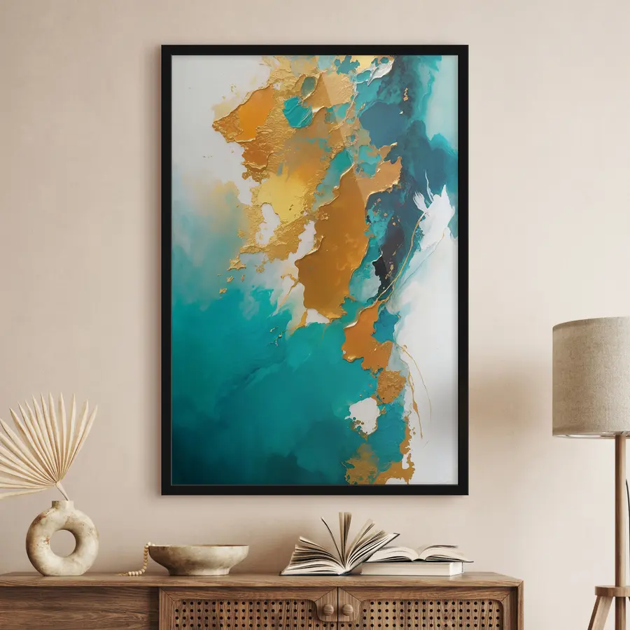 Papier peint photo Et des couleurs bleues sur une toile blanche f35823