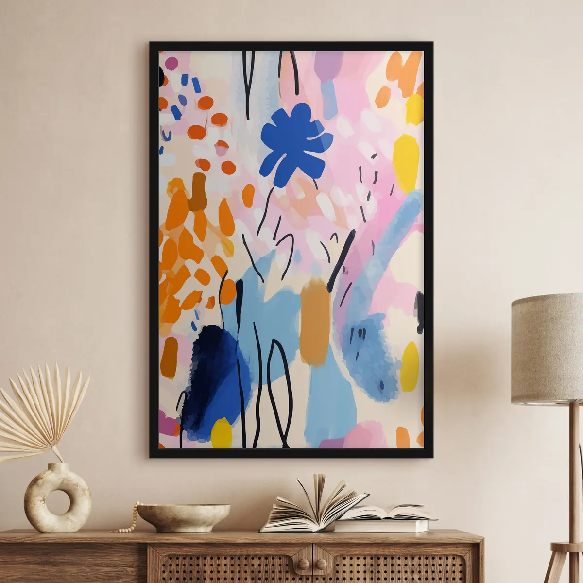 Poster Levendige kleuren dansen over het doek f36596