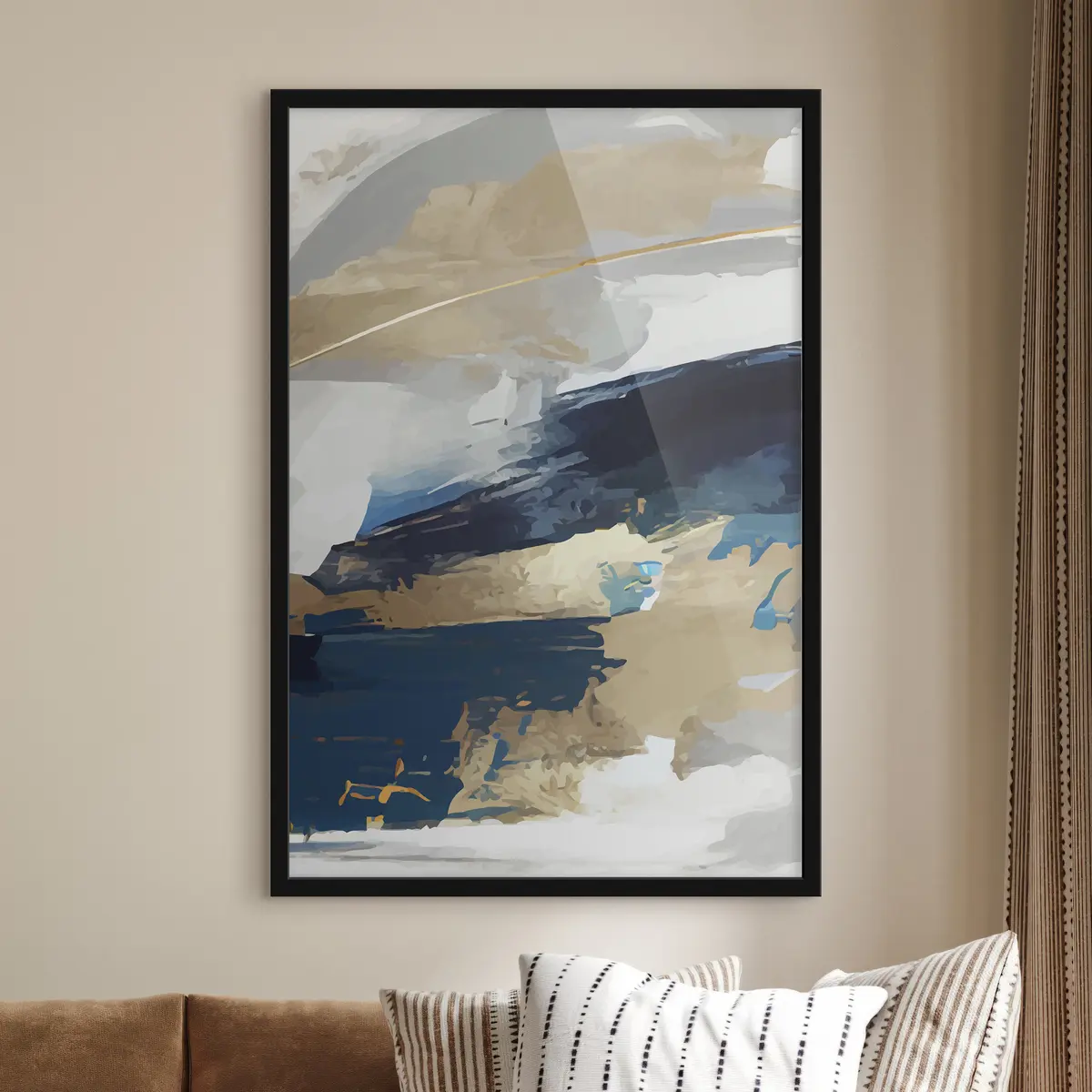 Poster Expressive grey-blue abstraction f36621