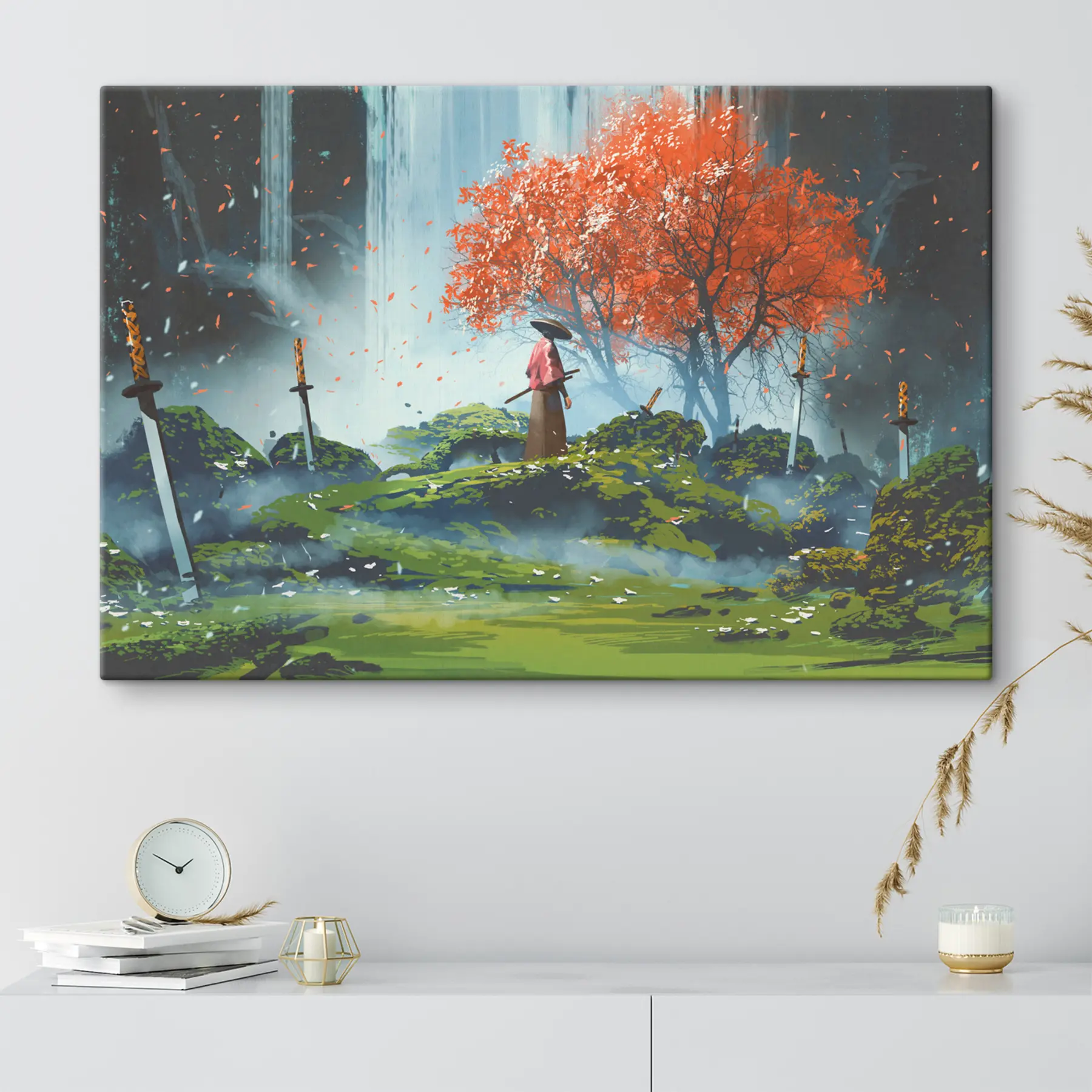 Fotobehang Krijger in een serene, levendige omgeving s37105