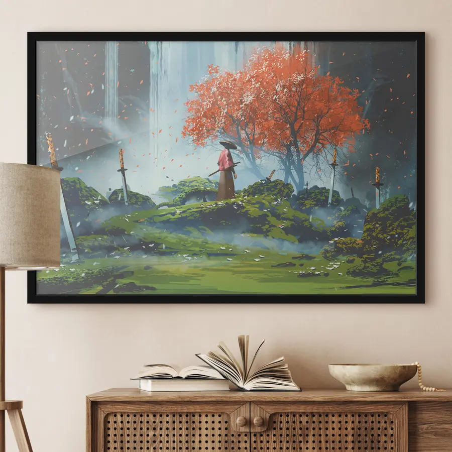  Peintures Guerrier dans la tranquillité de la nature f37105