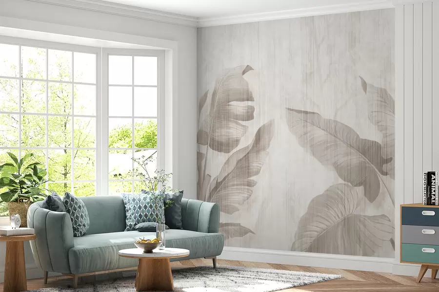 Fotobehang Tropische bladeren in grungestijl u00299d1
