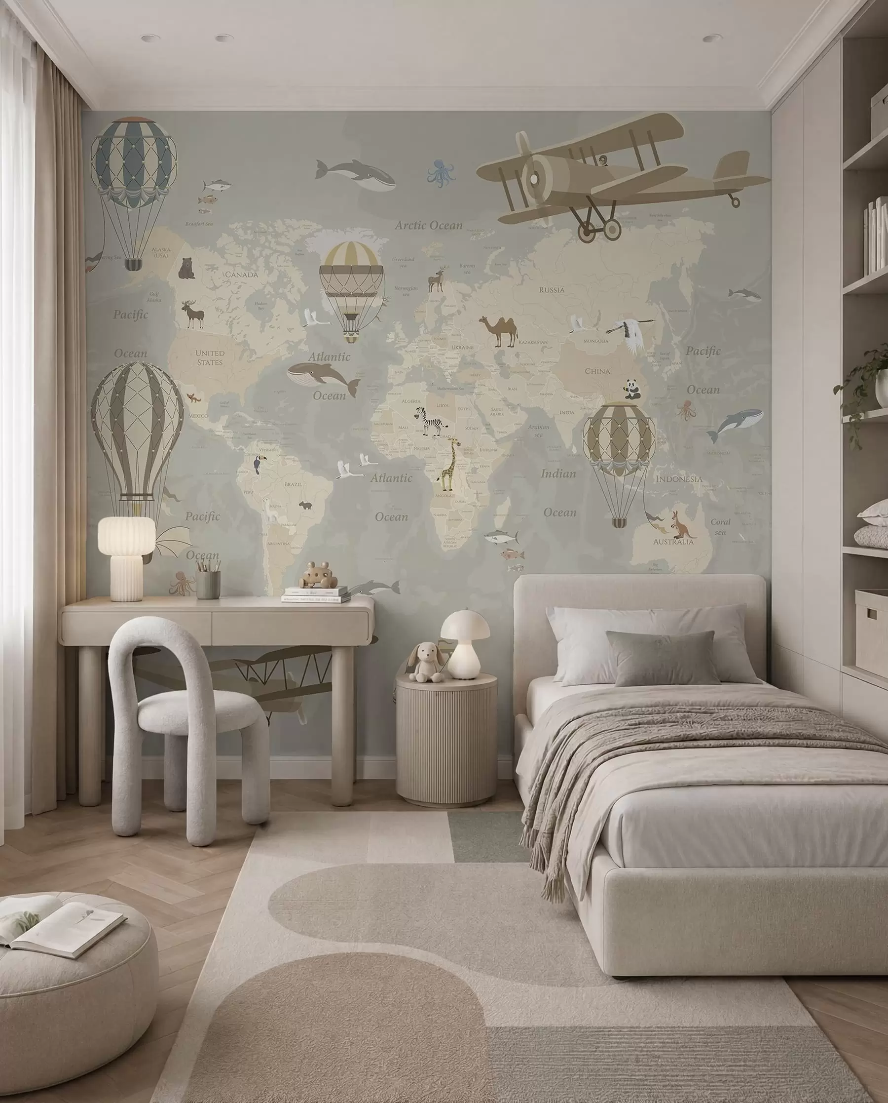 Fotobehang Wereldkaart met ballonnen I u36066d1