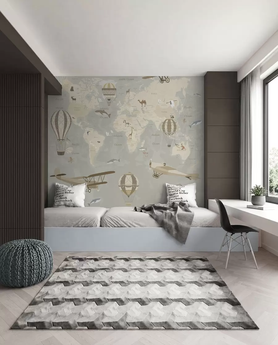 Fotobehang Wereldkaart met ballonnen I u36066d1
