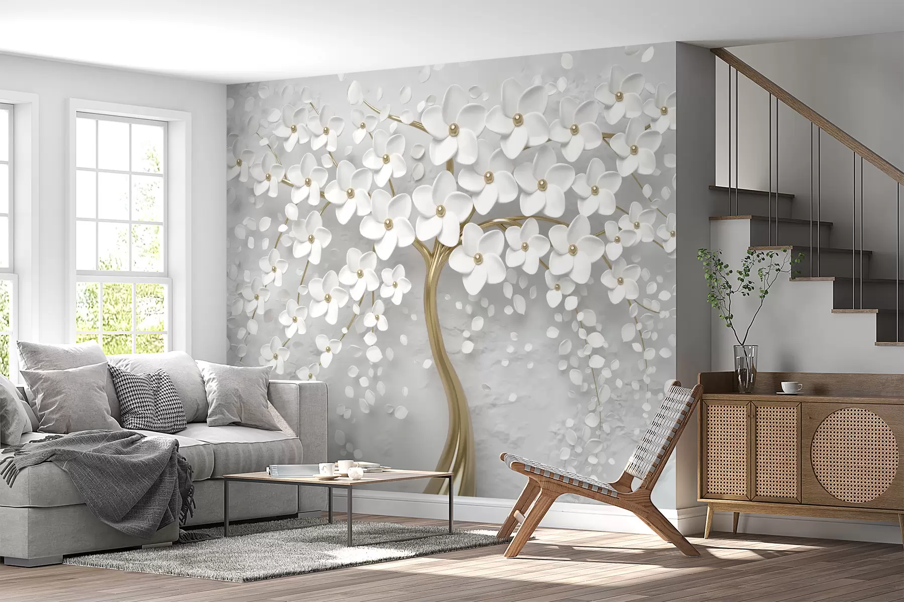 Fotobehang Een boom met kleine bloemen u37065d1