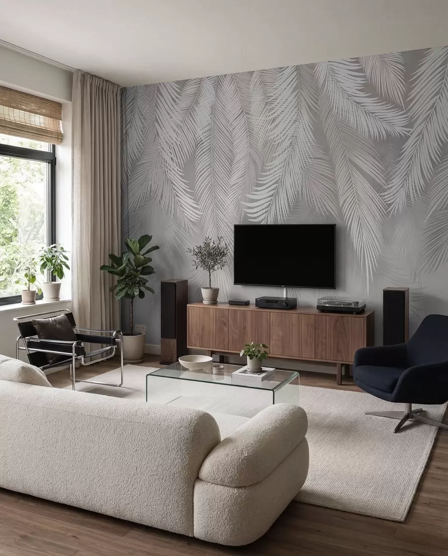 Fotobehang Bungelende palmbladeren u48556d2