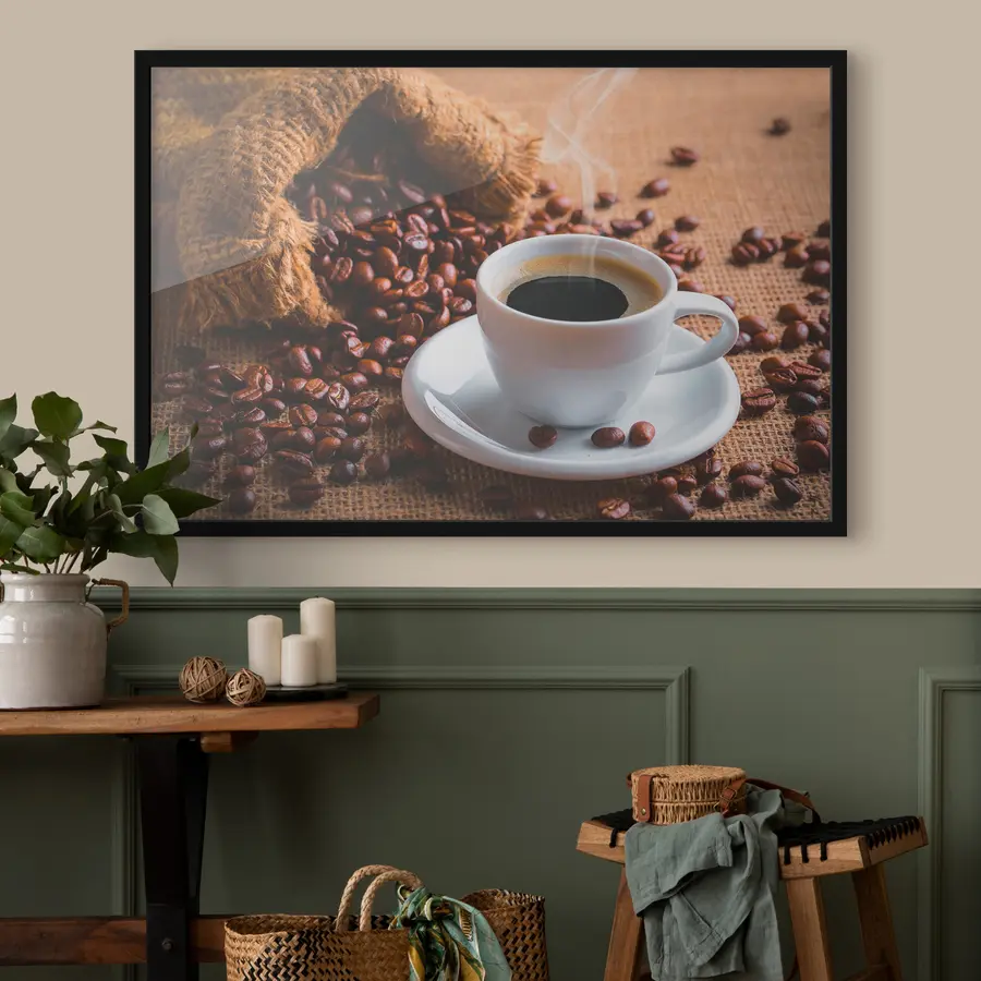 Fotobehang Verse koffie en gebrande bonen f37172