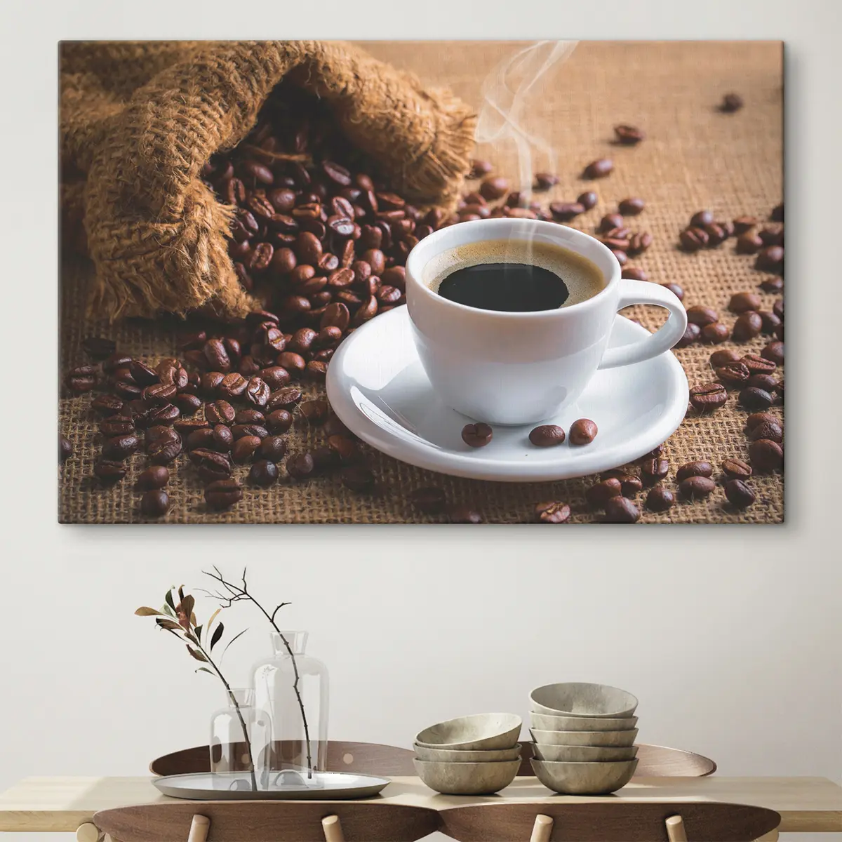  Schilderijen Vers gezette koffie en koffiebonen s37172