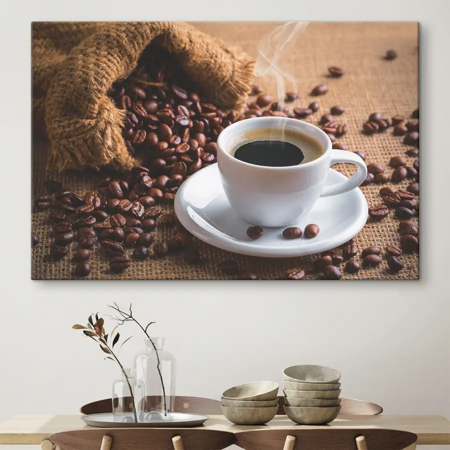  Schilderijen Vers gezette koffie en koffiebonen s37172