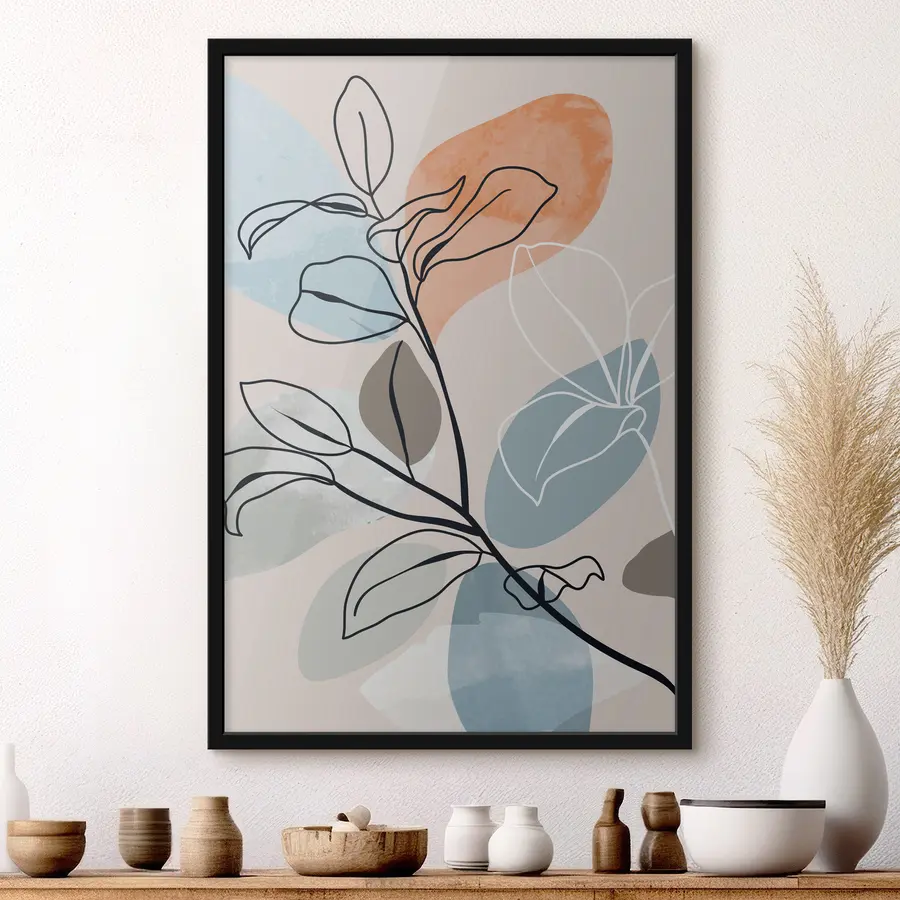 Fotobehang Stijlvolle lijntekeningen met kleurrijke vormen f36817