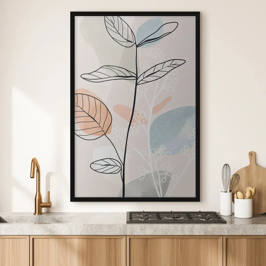 Fotobehang Stijlvol botanisch lijntekeningontwerp f37052