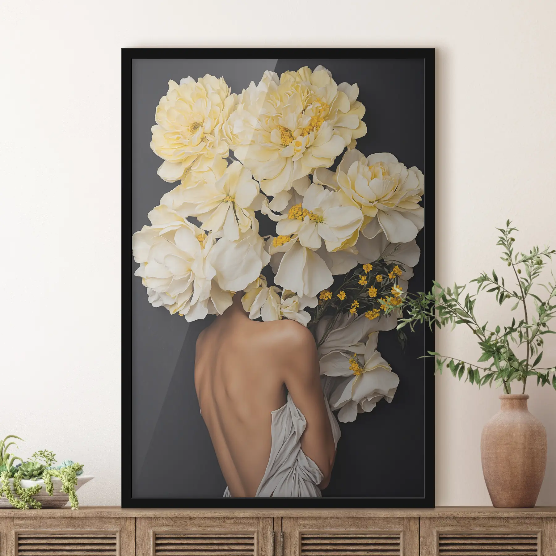 Papier peint photo Élégance florale dans une douce étreinte f37162