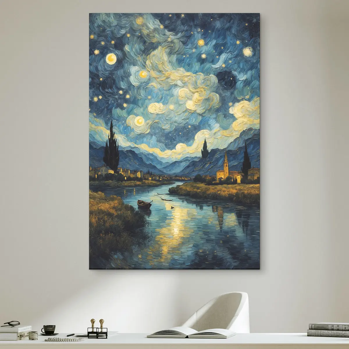  Peintures Nuit étoilée sur des eaux calmes s37123