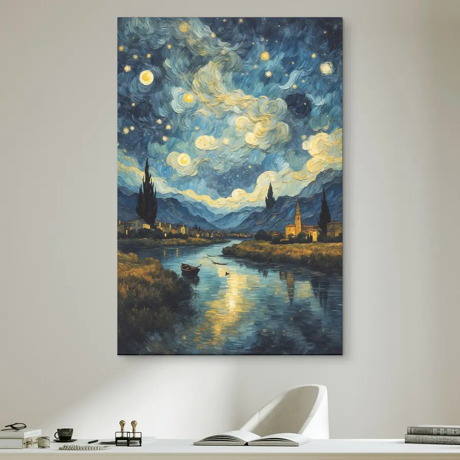  Peintures Nuit étoilée sur des eaux calmes s37123