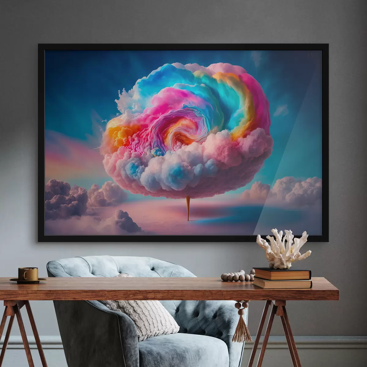 Poster Levendige wolken wervelen in de lucht f36698