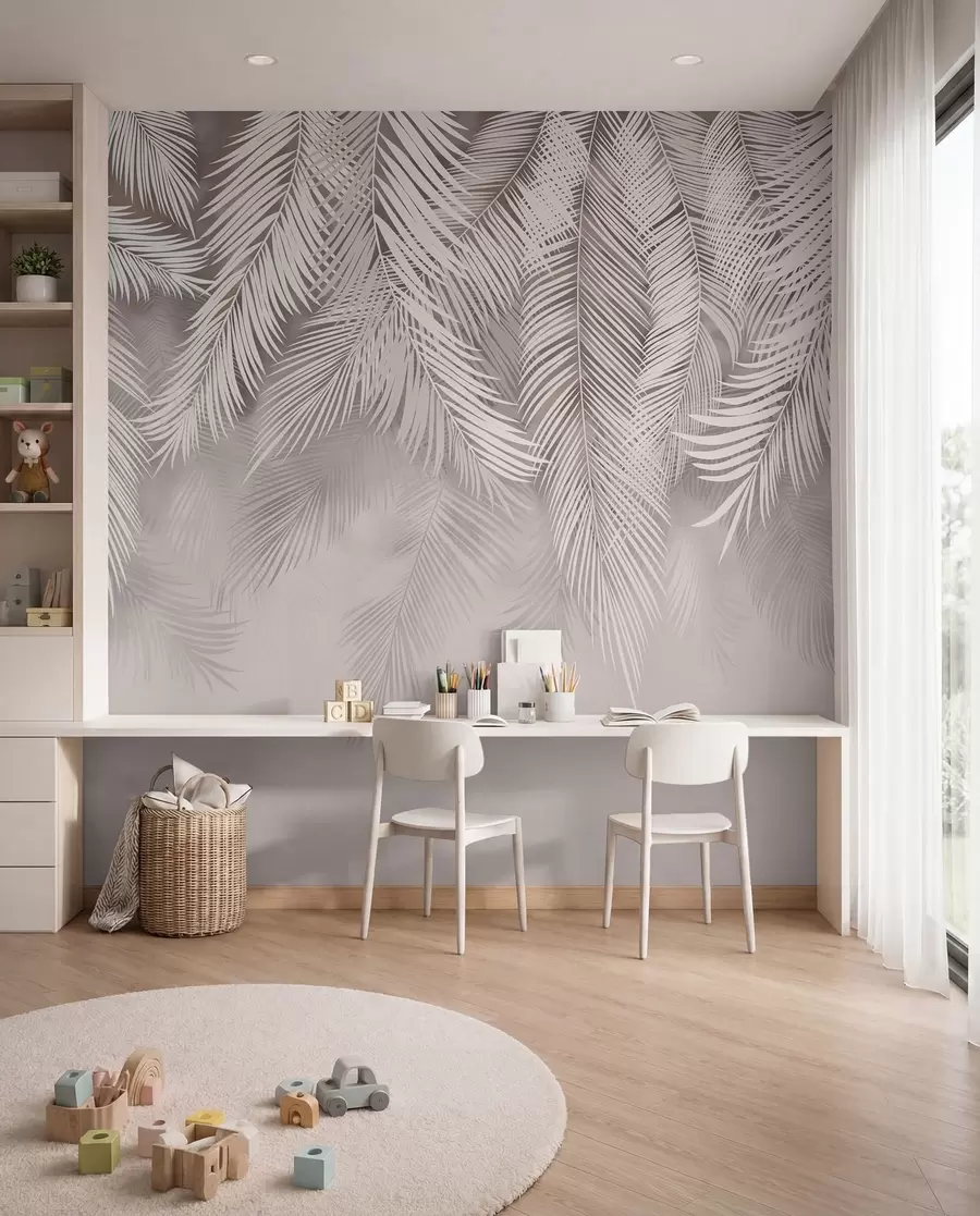 Fotobehang Roze palmgordijn I u48556v5d1