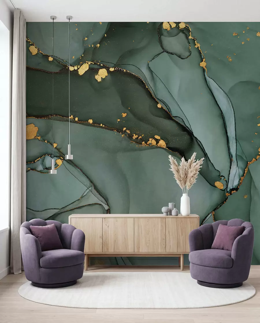 Fotobehang Luxe Onyx marmer met metallic scheuren u50235d1