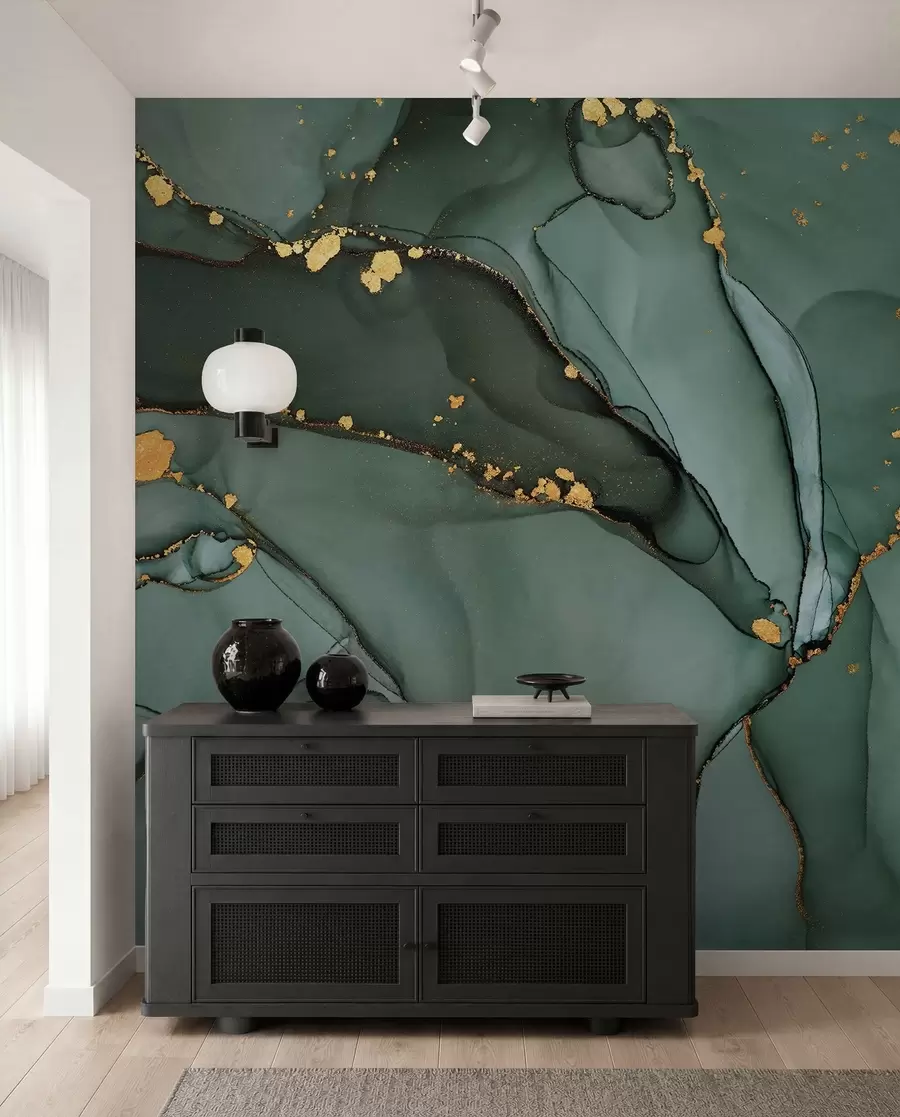 Fotobehang Luxe Onyx marmer met metallic scheuren u50235d1