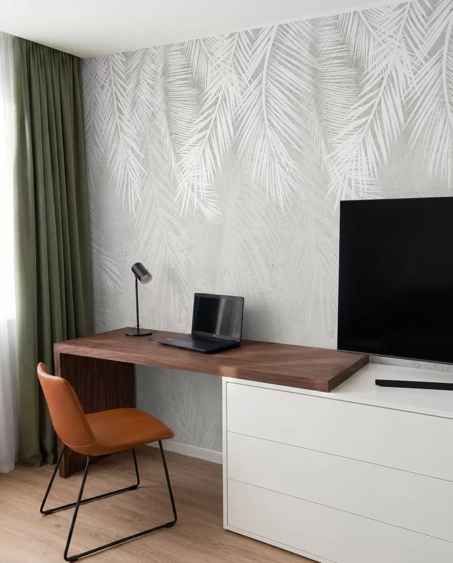 Fotobehang Witte broze palmbladeren met een grungestructuur u94286d1