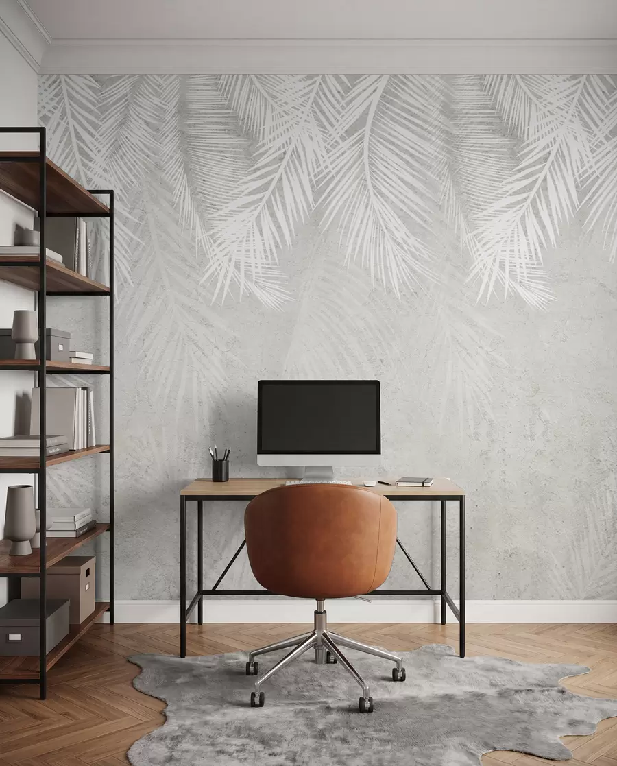 Fotobehang Witte broze palmbladeren met een grungestructuur u94286d2