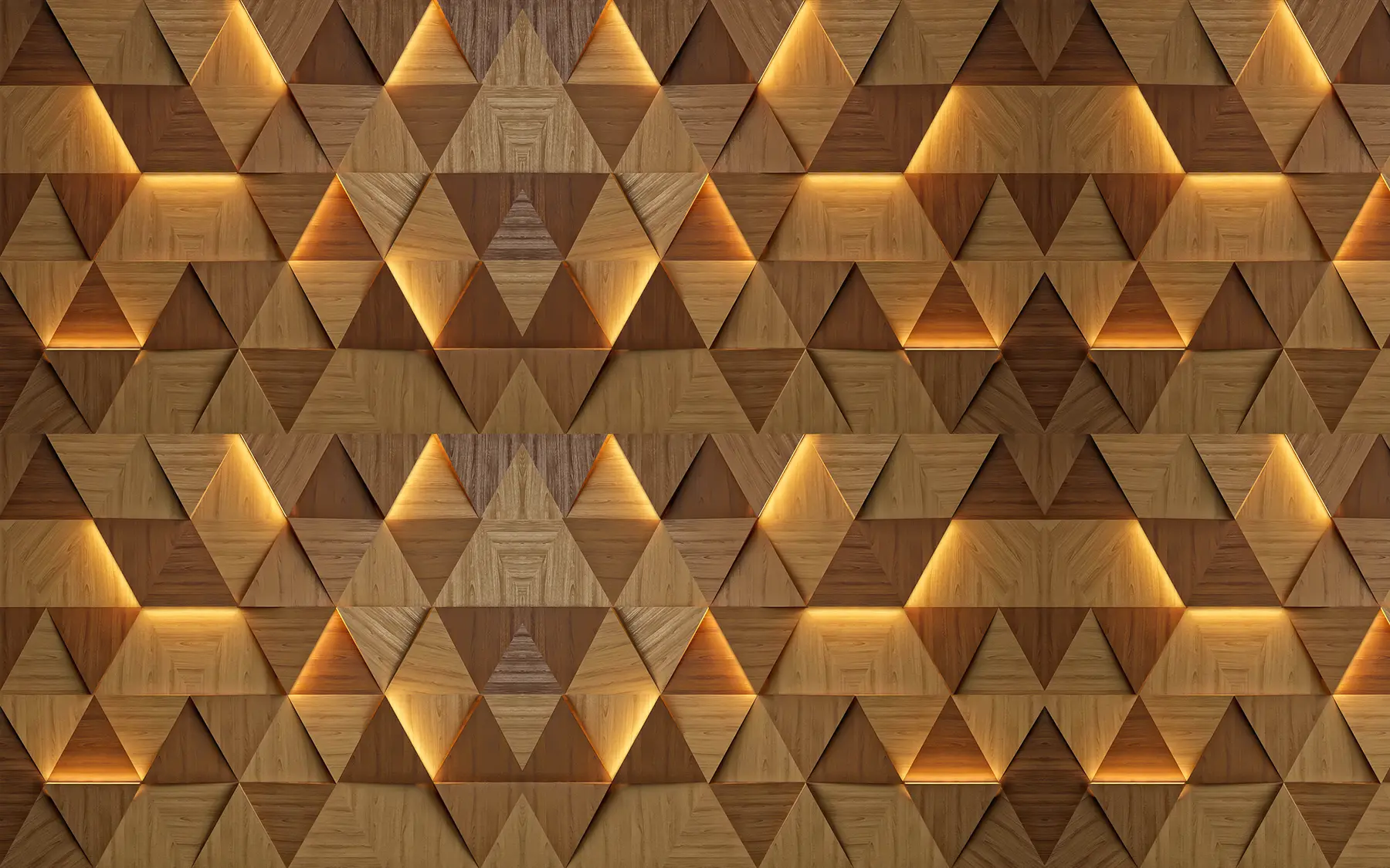 Papier peint photo Triangles classiques en bois avec éclairage 3D u99280