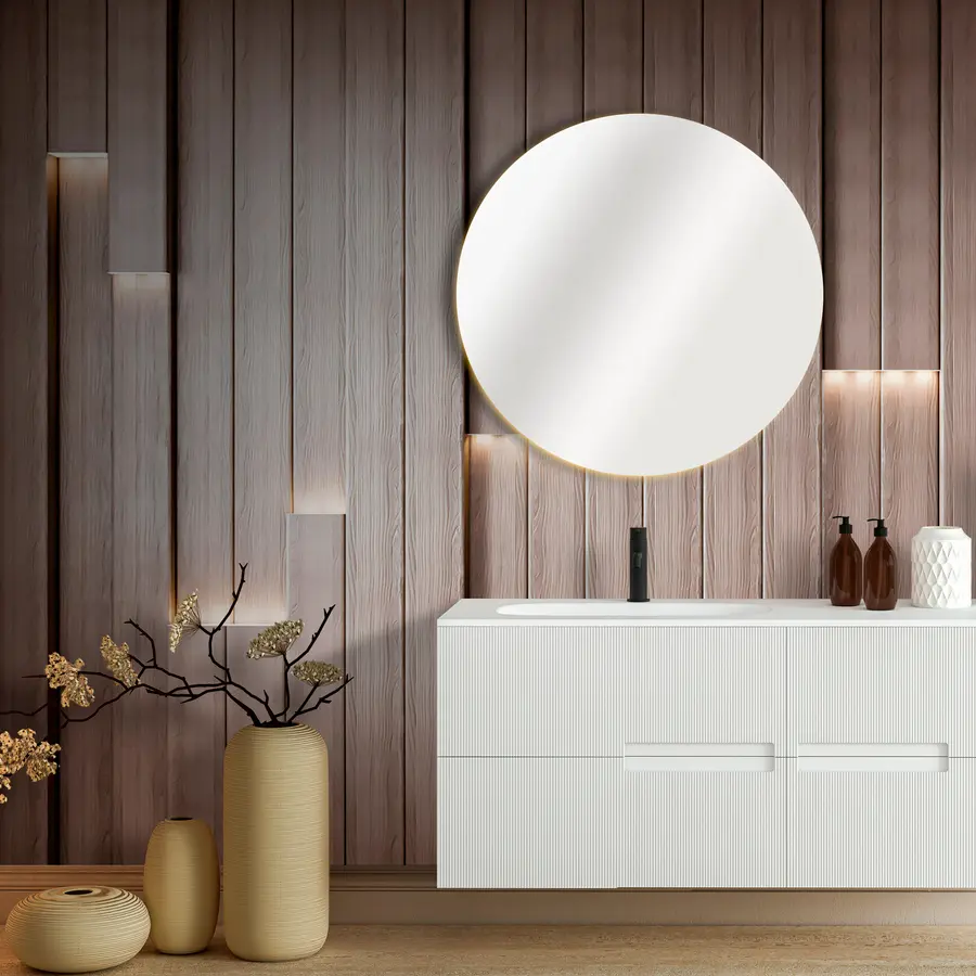 Fotobehang Klassieke houten panelen met 3D verlichting u99321