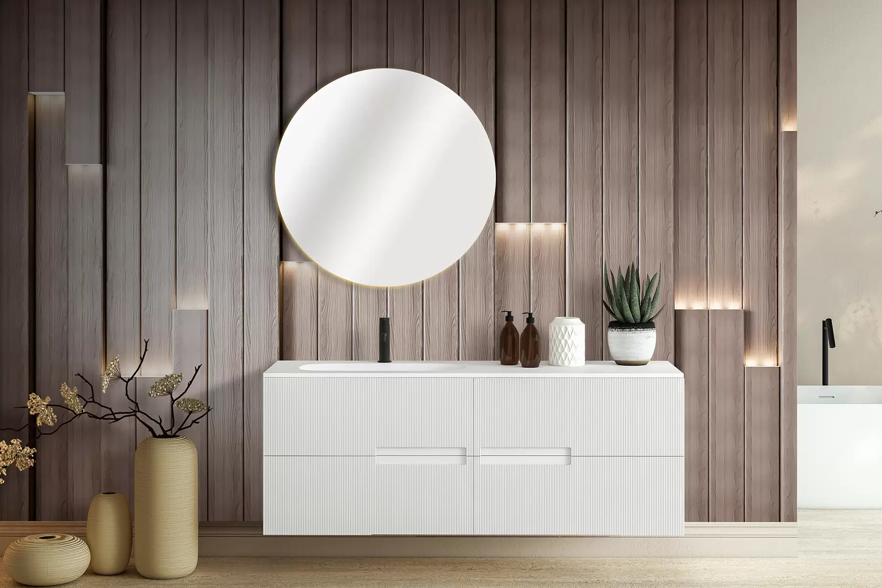 Fotobehang Klassieke houten panelen met 3D verlichting u99321