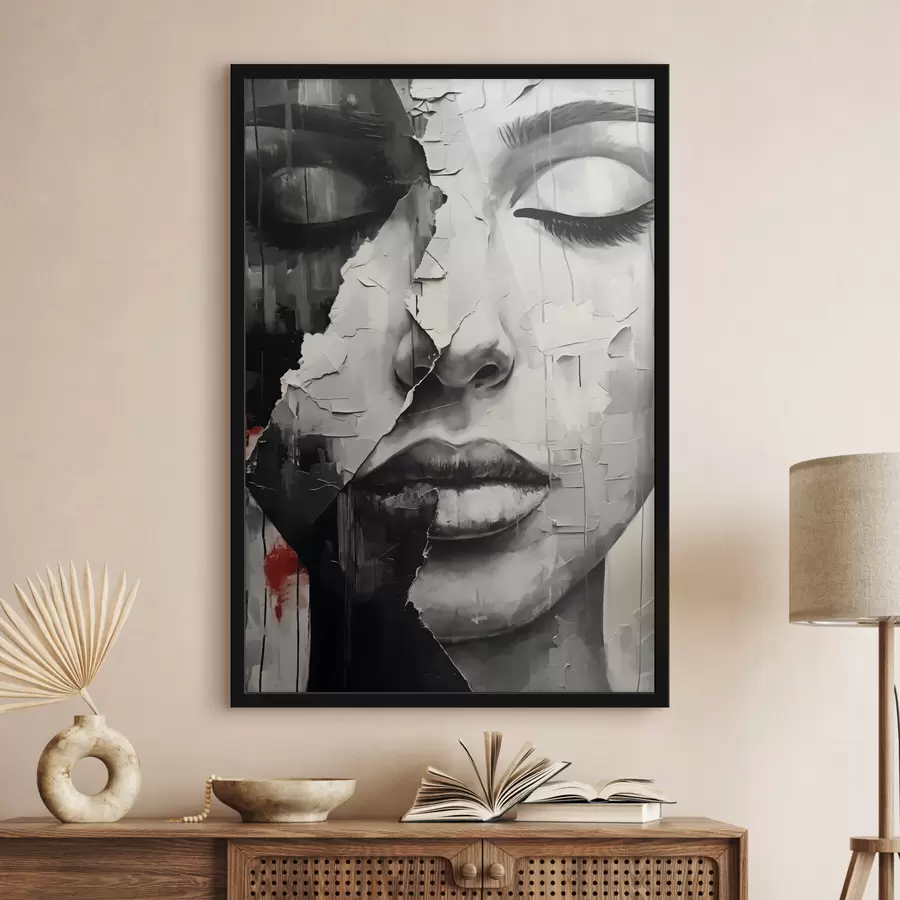 Papier peint photo Une beauté fragmentée dans des nuances contrastées f37068