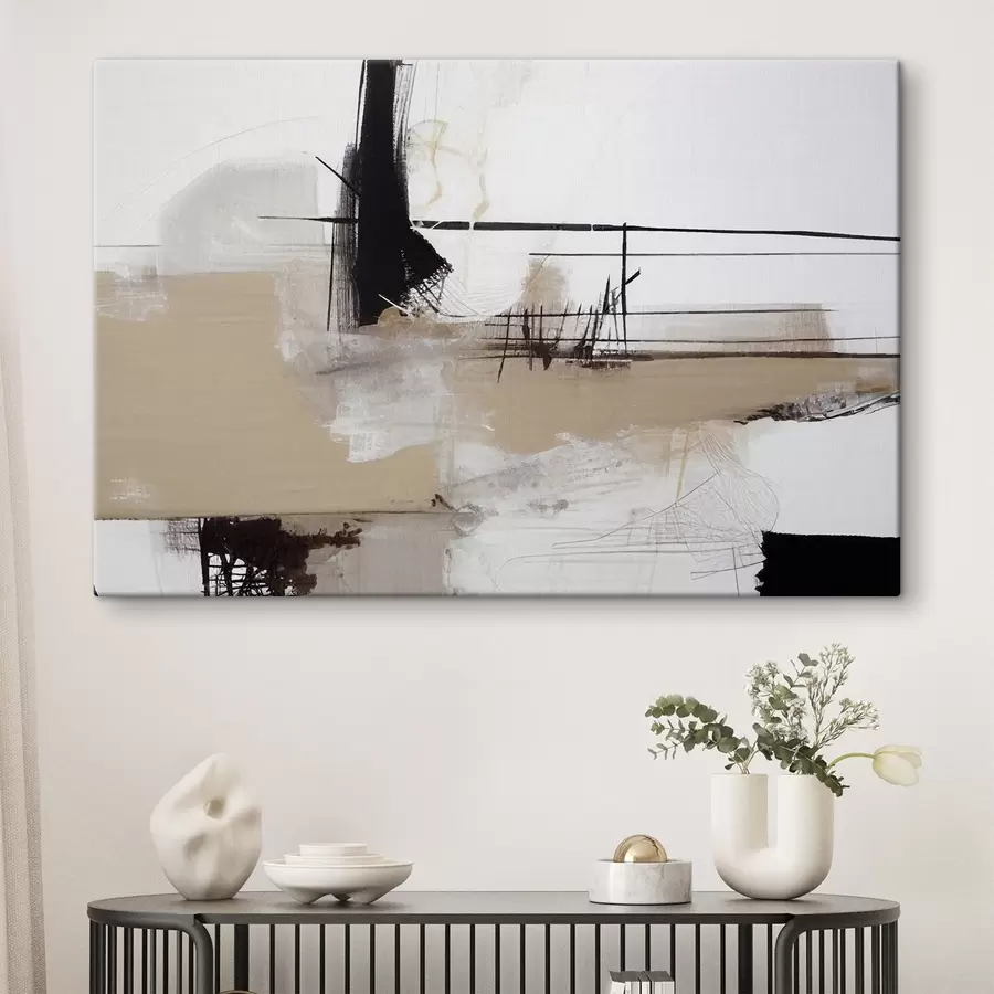  Schilderijen Abstracte vormen in neutrale tinten s37067