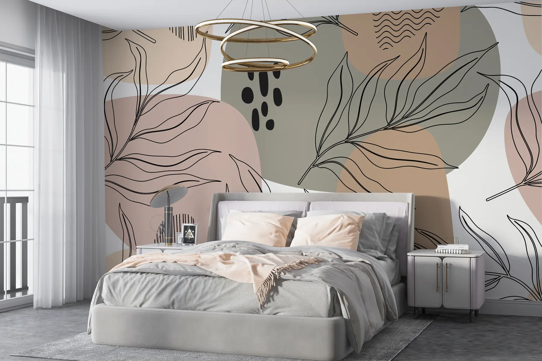 Papier peint photo Les feuilles tropicales sont peintes à la main dans un motif sans couture u99422