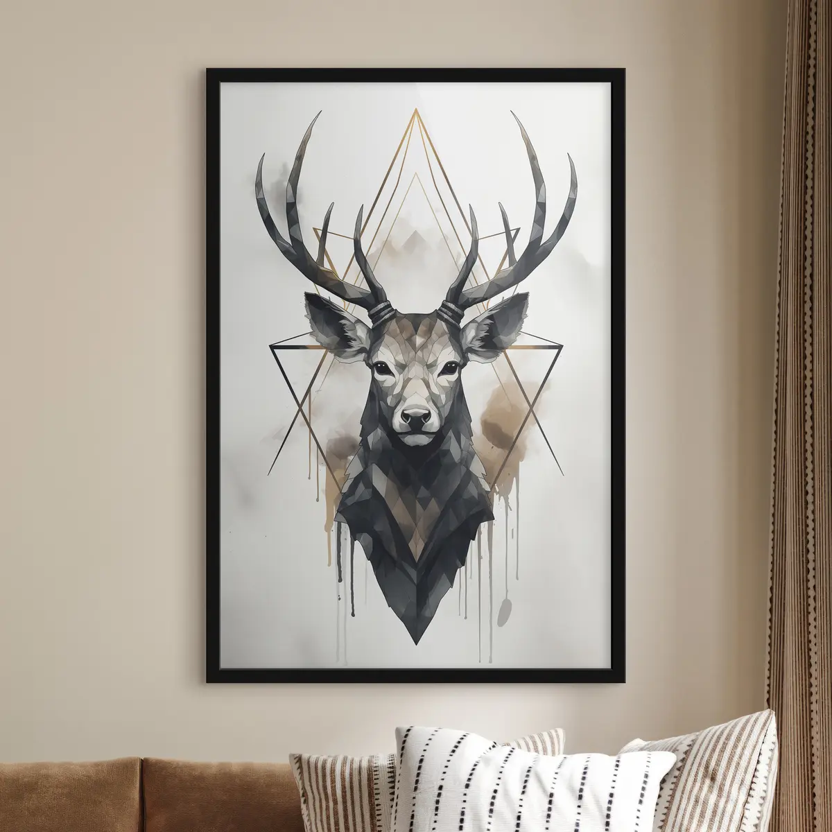 Affiche Motif stylisé représentant un cerf avec des motifs géométriques f37257