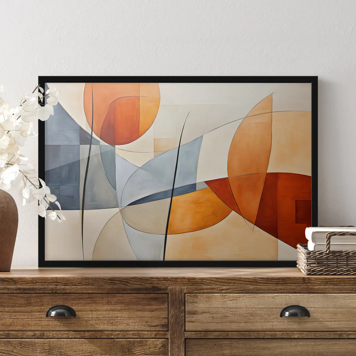 Poster Dynamische vormen in warme tinten f37285