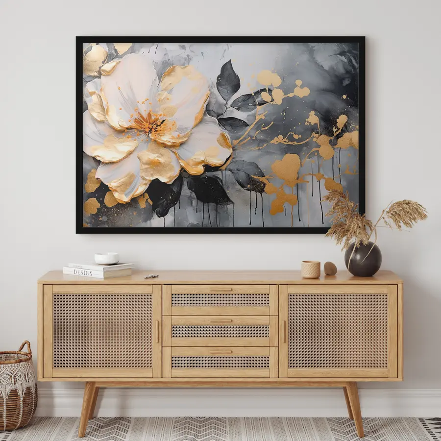 Papier peint photo Élégant motif floral aux teintes contrastées f35528