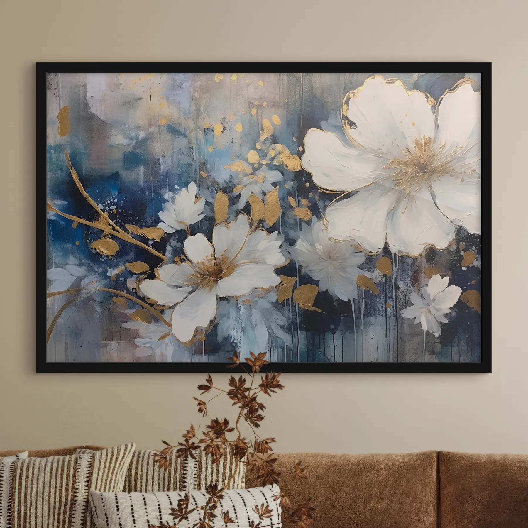 Fotobehang Elegante bloemen op een levendige achtergrond f35526