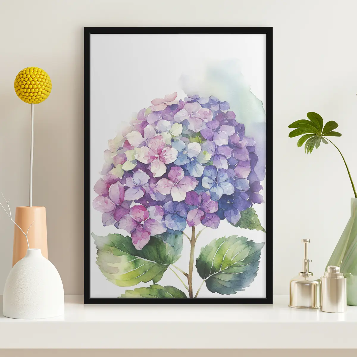 Affiche Des hortensias aux couleurs vives s'épanouissent magnifiquement f37344
