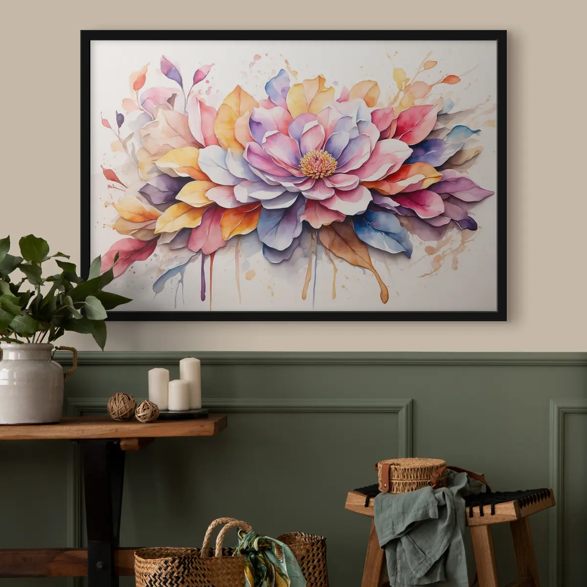 Poster Levendige bloemen in zachte pasteltinten f37333