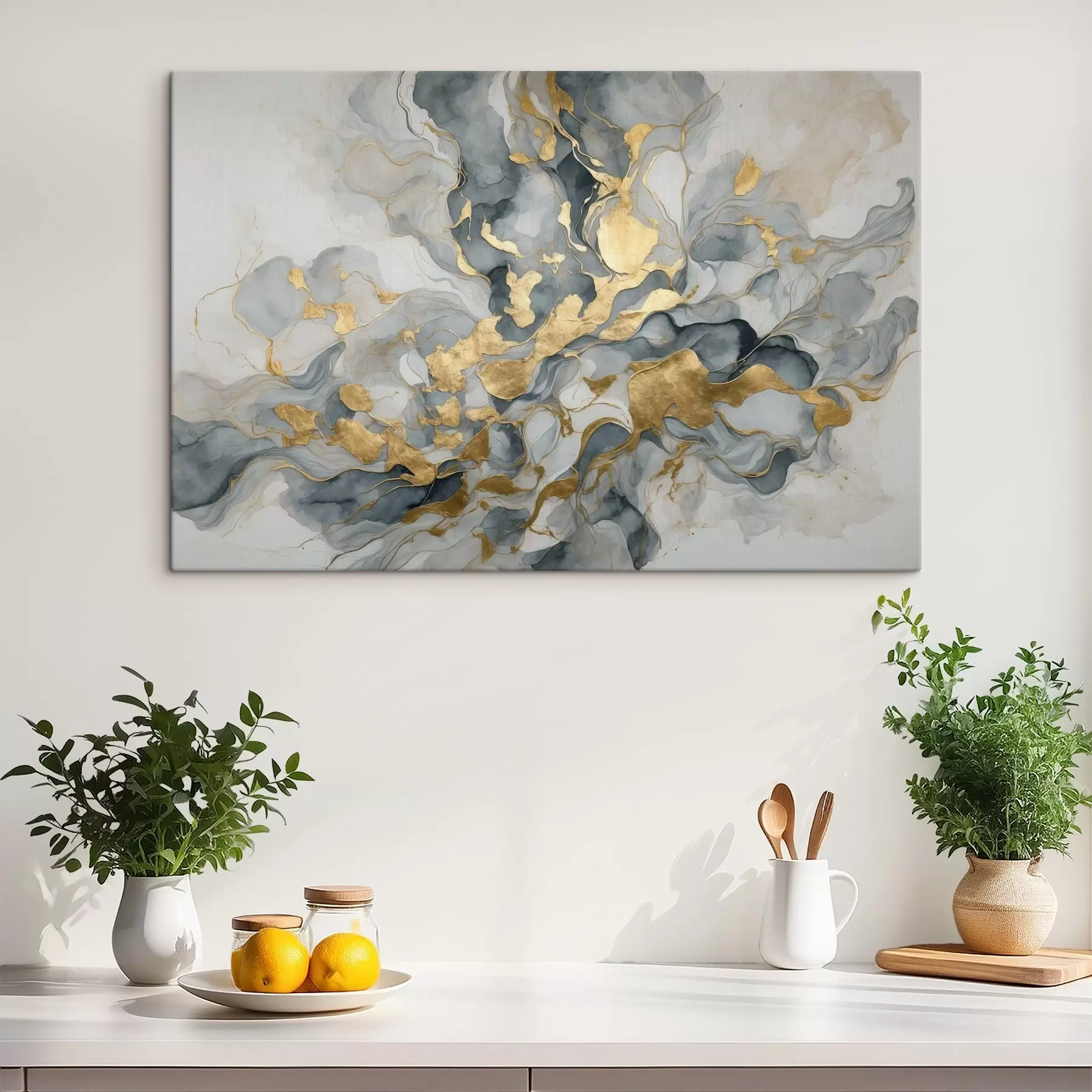 Fotobehang Abstractie in blauwe aquarellen s37331