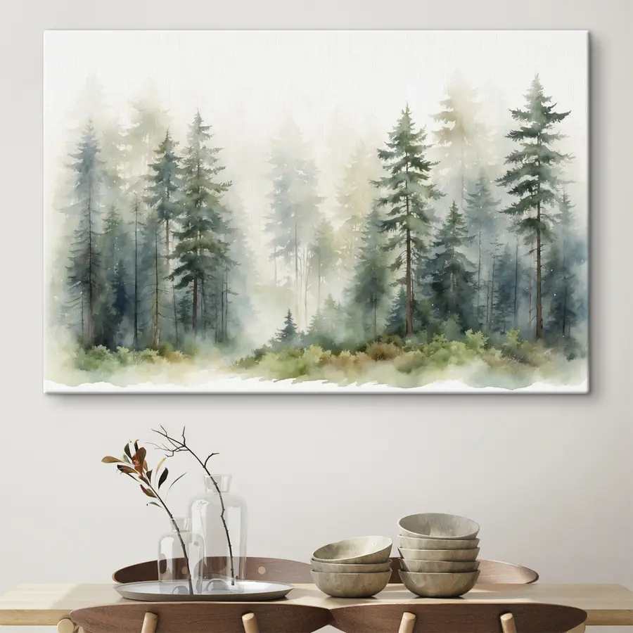  Peintures Forêt brumeuse enveloppée de tranquillité s37337