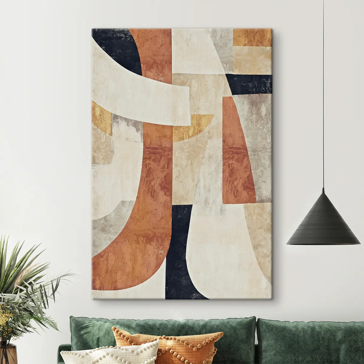  Schilderijen Abstracte vormen in warme tinten s37284