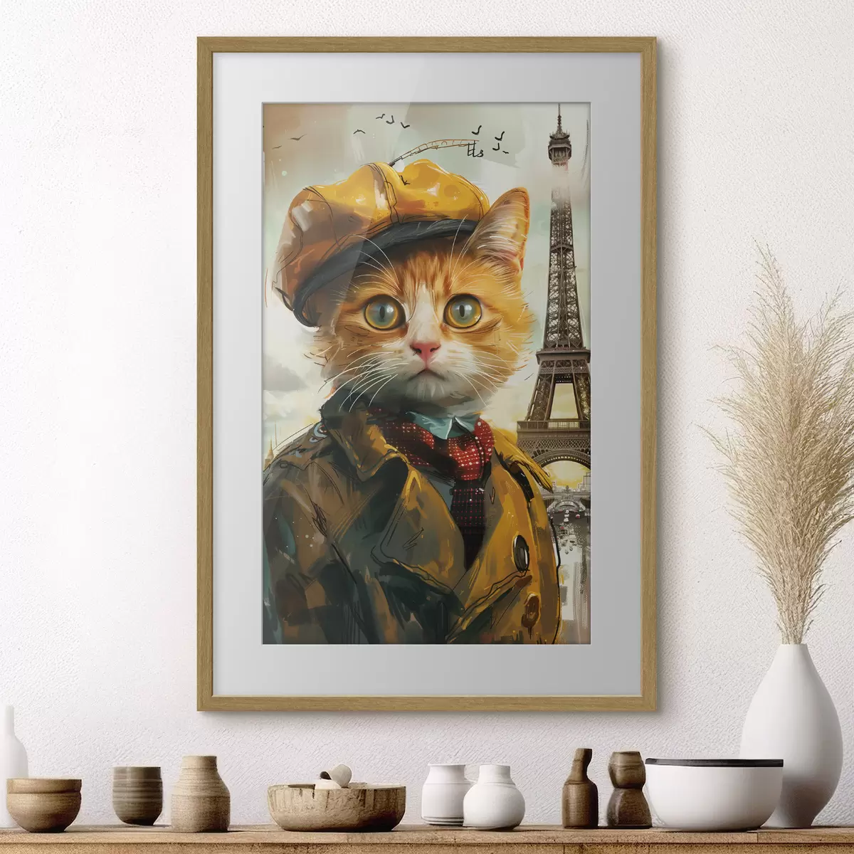 Affiche Félin à la mode en tenue parisienne f37456
