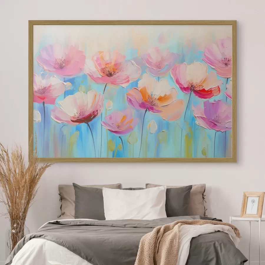 Fotobehang Kleurrijke bloemen in zachte pasteltinten f37536