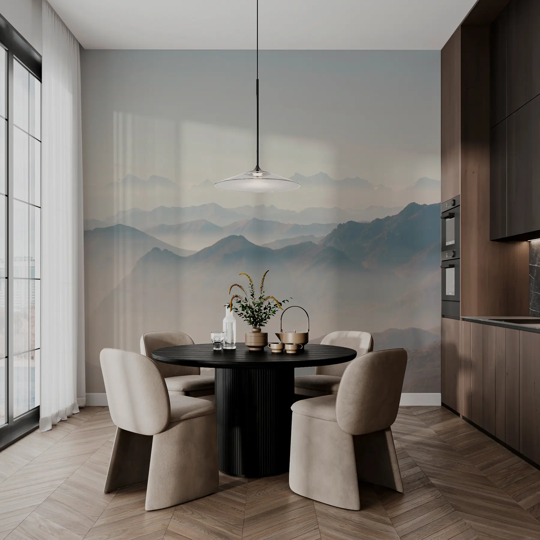 Fotobehang Landschap van duinen en bergen u99719