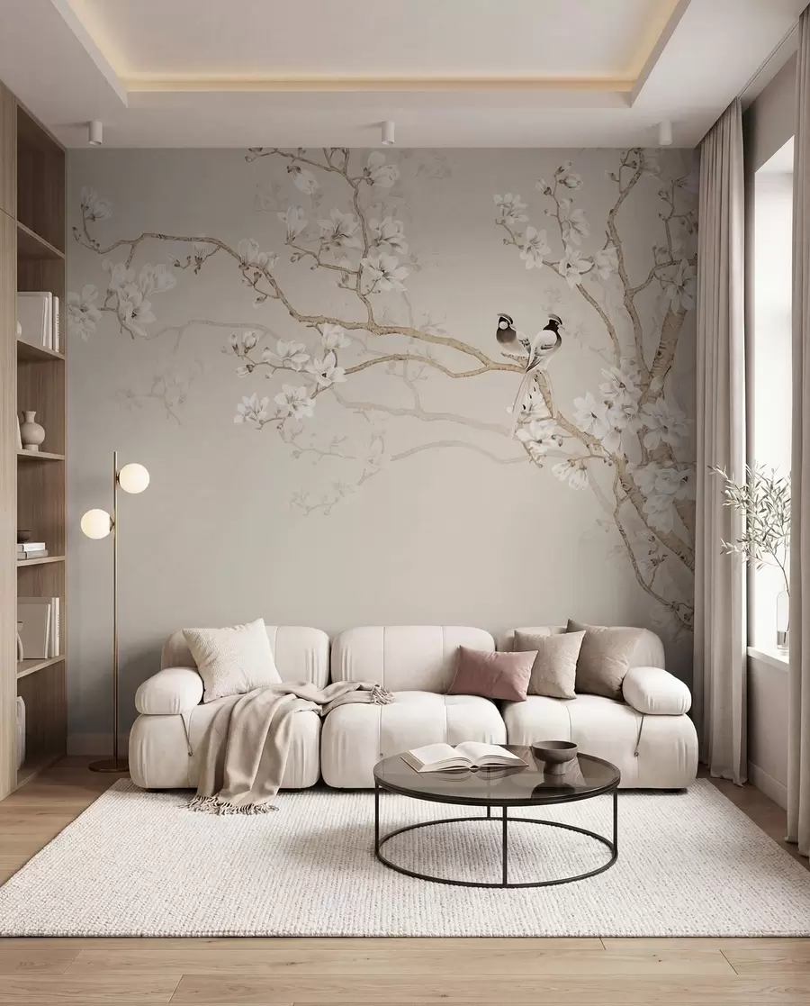 Fotobehang Magnoliaboom in de tuin u25842d1