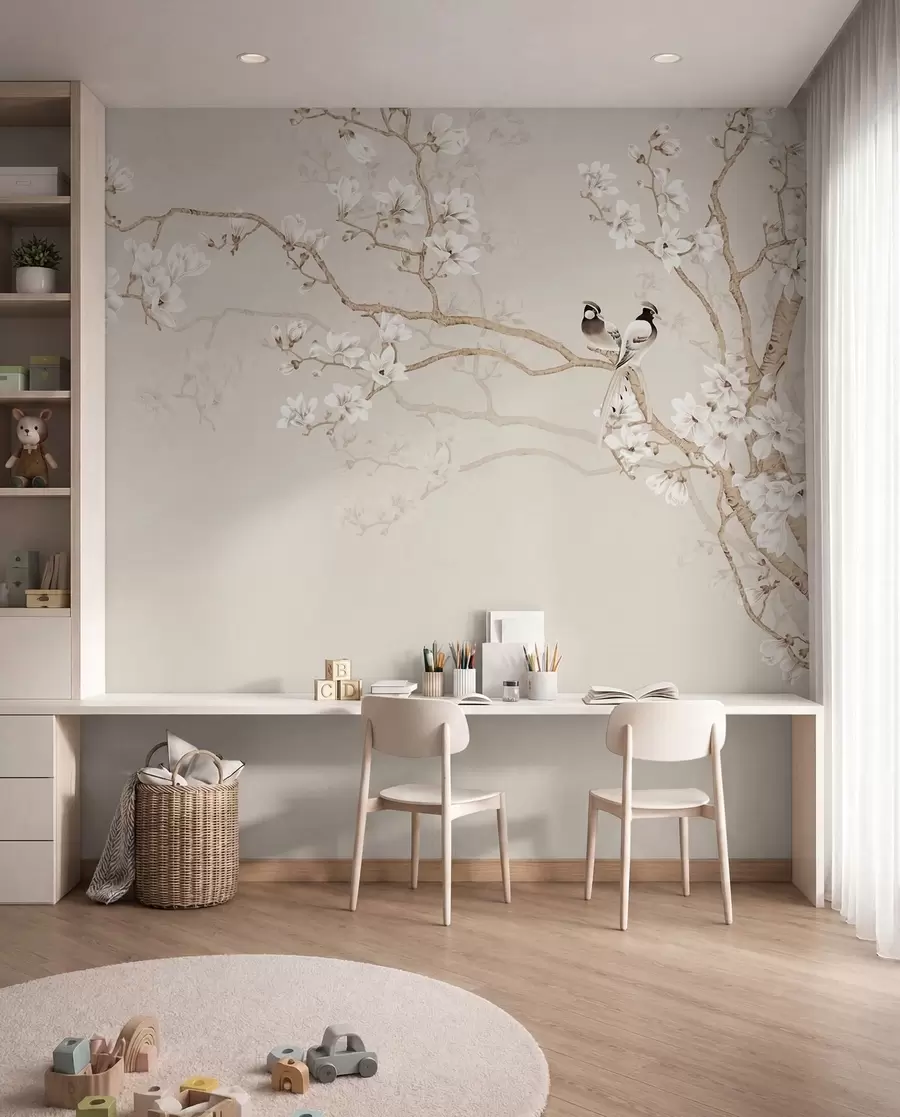 Fotobehang Vogels tussen bloesems I u25842d1