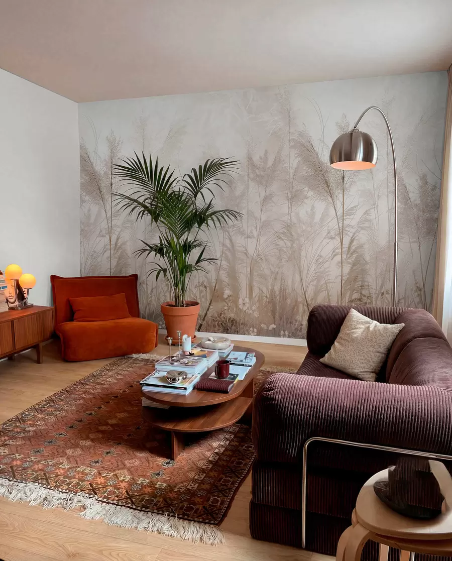 Fotobehang Hoge planten in pastelkleuren u93903d2