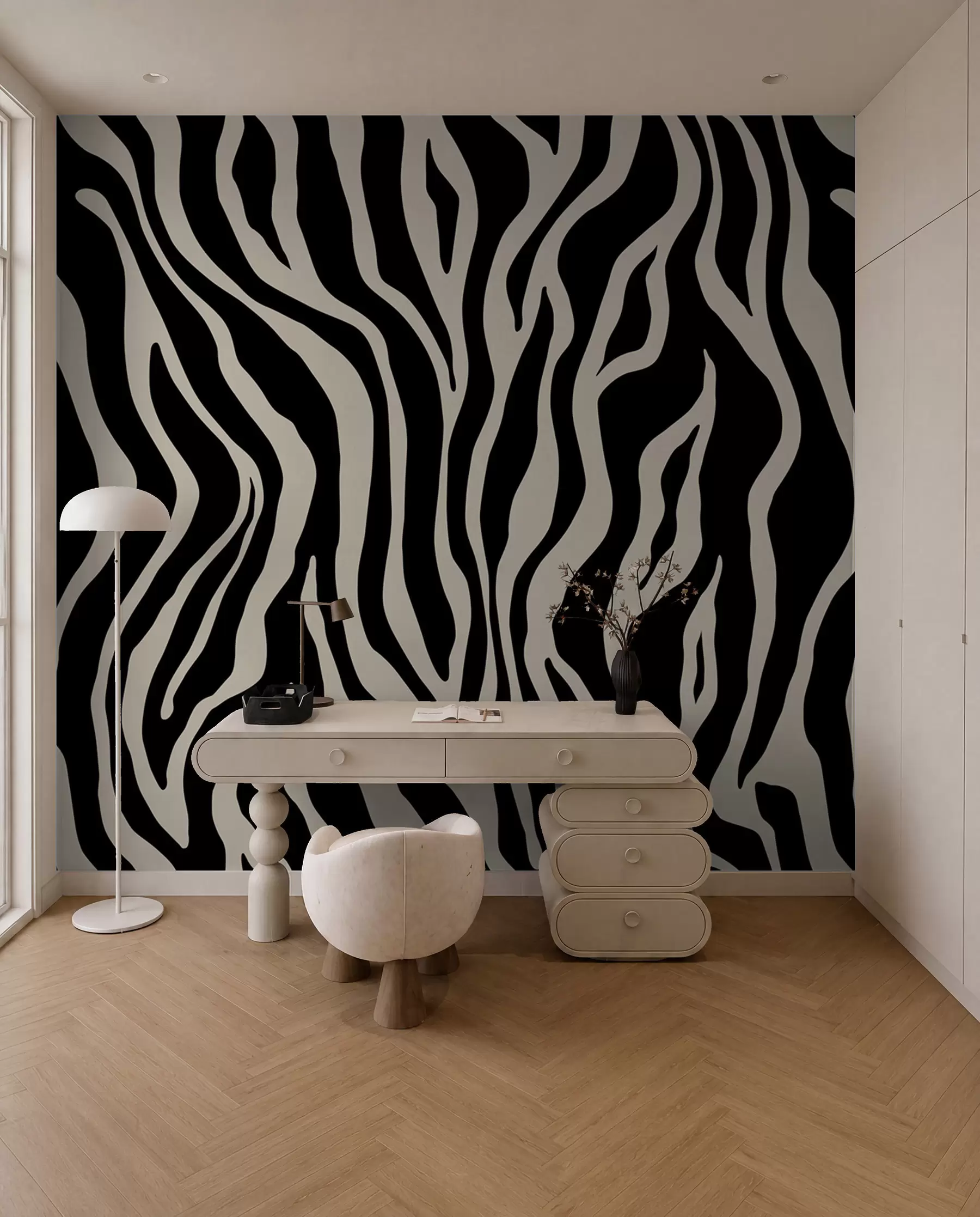 Fotobehang Vectorafdruk van zebrahuid in zwart en witte kleuren u99173v3