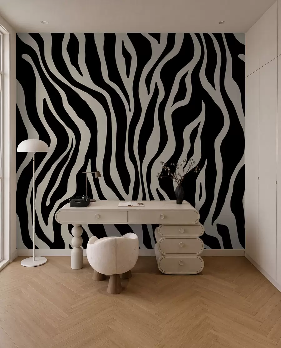 Fotobehang Vectorafdruk van zebrahuid in zwart en witte kleuren u99173v3